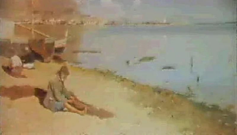 Pescatore che ripara le rerti